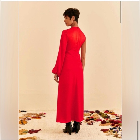 Farm Rio Red One Shoulder Maxi Cutout Dress Resortwear - Picture 5 of 15